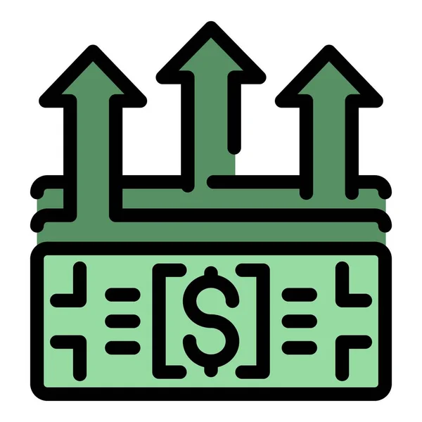 Dollar de croissance icône couleur contour vecteur — Image vectorielle