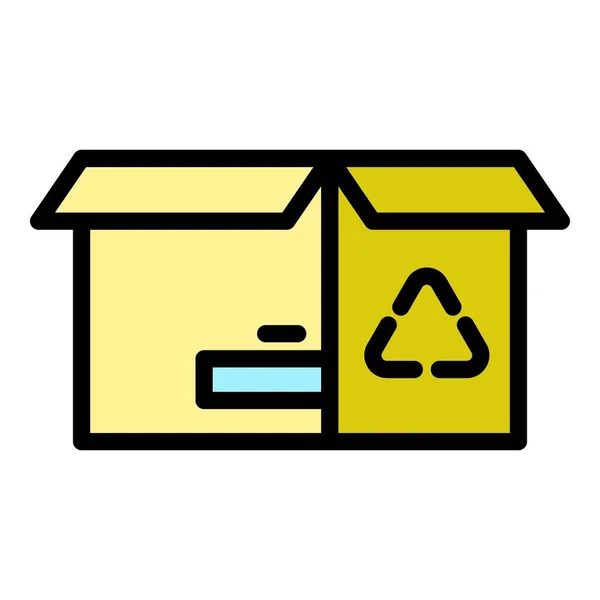Eco karton opakowanie ikona kolor zarys wektor — Wektor stockowy