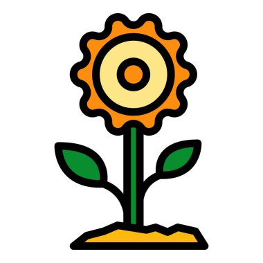 Eko bitki simgesi renk ana hatları vektörü