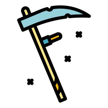 Çiftçi aracı simgesi renk dış hat vektörü