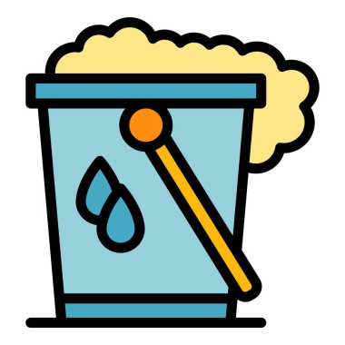 Çiftlik sütü kovası simgesi renk ana hatları vektörü