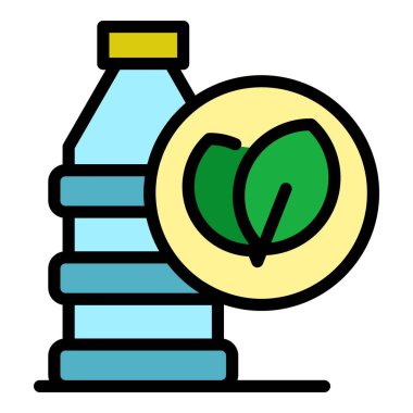 Eko plastik yenilik simgesi renk ana hatları vektörü
