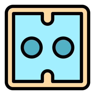 Enerji soketi simgesi renk ana hatları vektörü