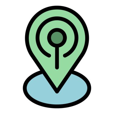 Şehir konumu simgesi renk ana hatları vektörü