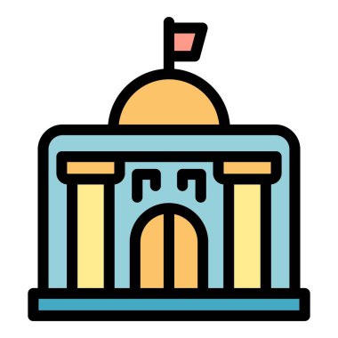 Belediye binası simgesi renk ana hatları vektörü