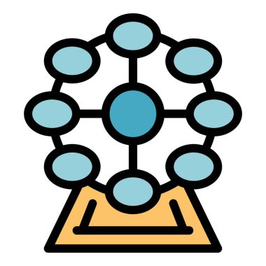 Dönme dolap simgesi renk dış hat vektörü