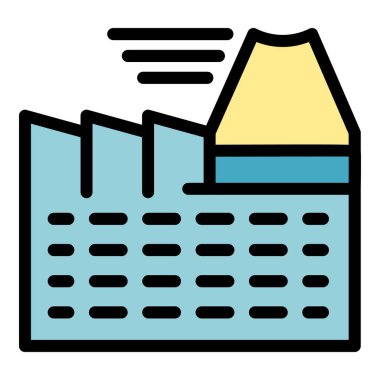 Şehir müzesi simgesi renk ana hatları vektörü