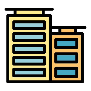 Kasaba binaları simge rengi ana hatları vektörü