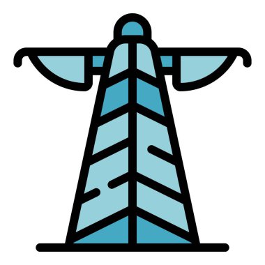 Elektrik kulesi simgesi renk ana hatları vektörü