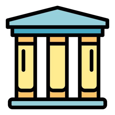 Şehir tapınağı simgesi renk ana hatları vektörü