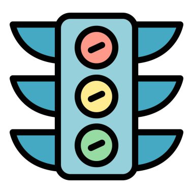 Trafik ışıkları simgesi renk ana hatları vektörü