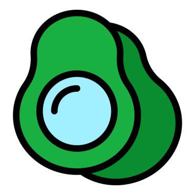 Avokado simgesi renk ana hatları vektörü