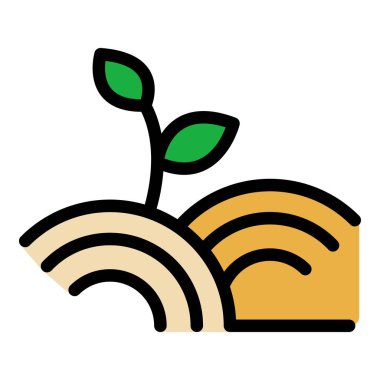 Organik bitki simgesi renk ana hatları vektörü