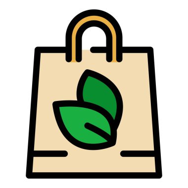 Organik paket simgesi renk ana hatları vektörü