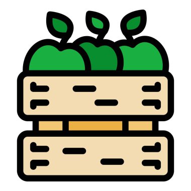 Organik elma simgesi renk ana hatları vektörü