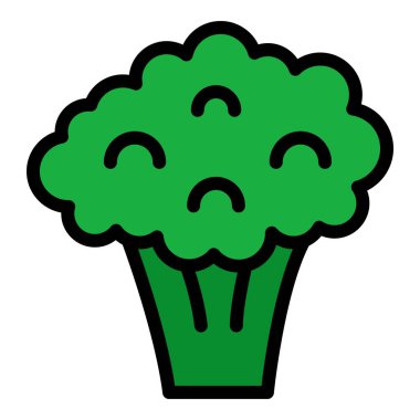 Organik brokoli simgesi renk ana hatları vektörü
