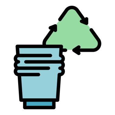 Eko üçgen cam simge renk dış hat vektörü