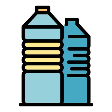 Plastik evcil hayvan şişeleri renk ana hatları vektörü