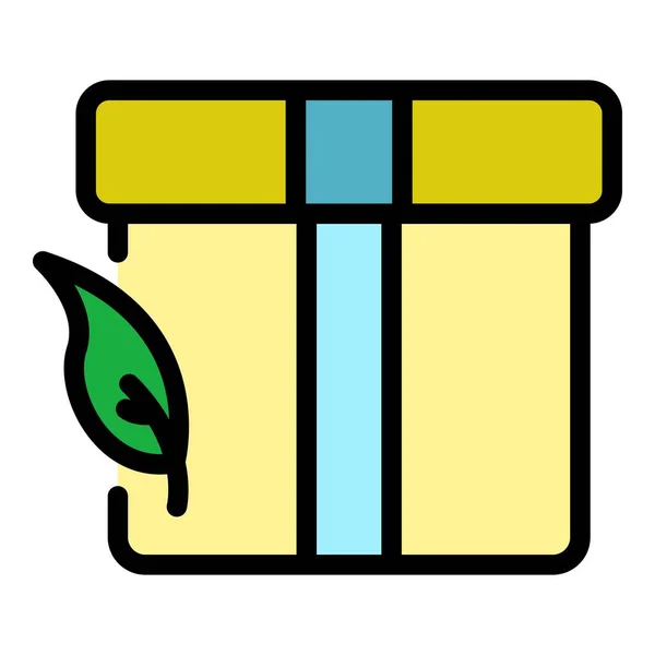 Eco plastový box ikona barva obrysu vektor — Stockový vektor