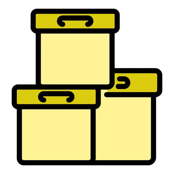 Eco shipping boxes icon color outline vector —  Vetores de Stock