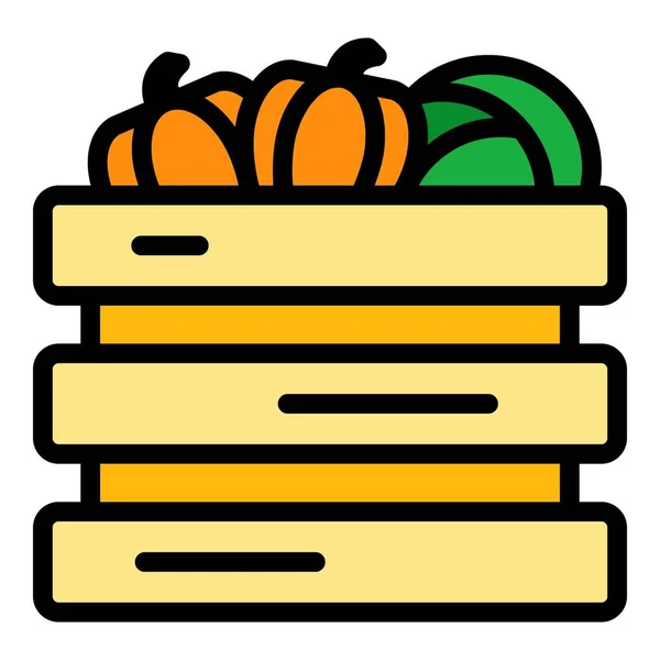 Farm veggie box icon color outline vector — Stockvektor