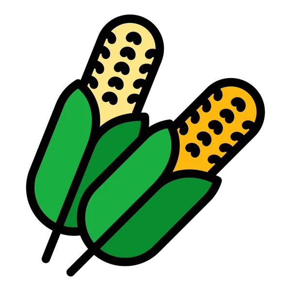 Boerderij maïs pictogram kleur overzicht vector — Stockvector