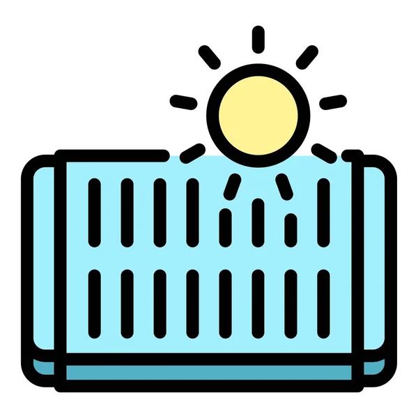 Sun eco panel icon color outline vector — 스톡 벡터