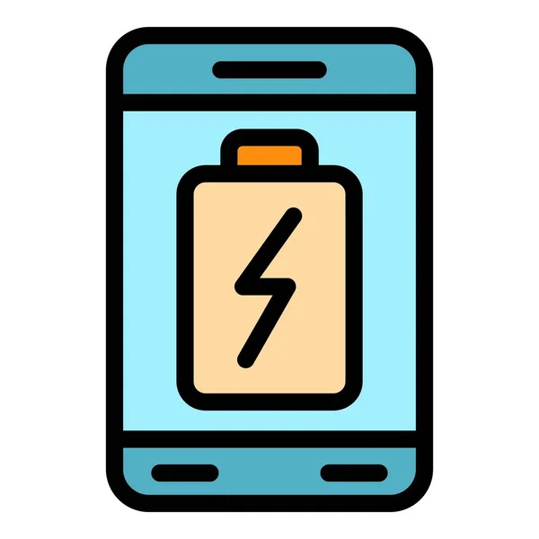 Smartphone icona di ricarica colore contorno vettoriale — Vettoriale Stock