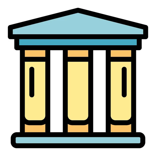 Ville temple icône couleur contour vecteur — Image vectorielle