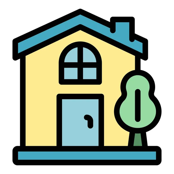 Town hus ikon färg kontur vektor — Stock vektor