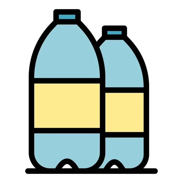 Recyklovatelné lahvičky ikony barva obrysu vektor — Stockový vektor