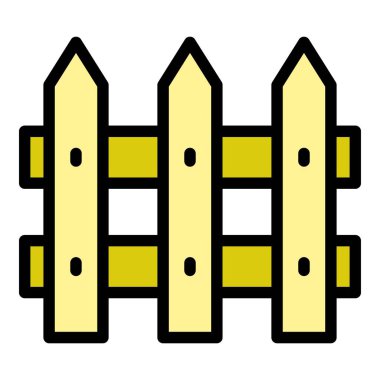 Ahşap simge renk dış hat vektörünü ayarla