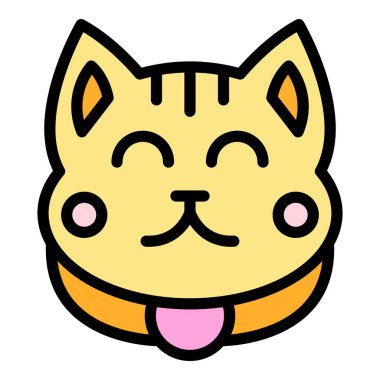 Asya kedisi simgesi rengi dış hat vektörü