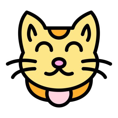 Geleneksel kedi simgesi renk ana hatları vektörü