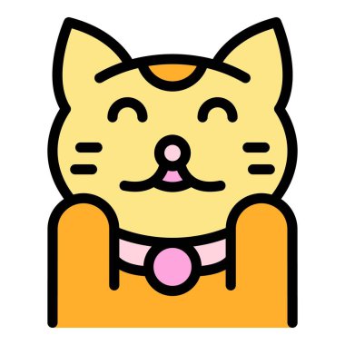 Doğulu kedi simgesi renk ana hatları vektörü