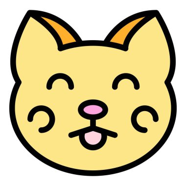 Sevimli Japon kedi simgesi renk ana hatları vektörü