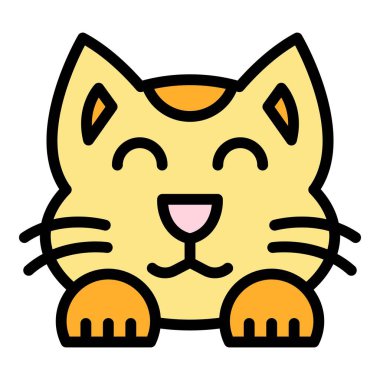 Gülümseyen doğulu kedi simgesi renk ana hatları vektörü