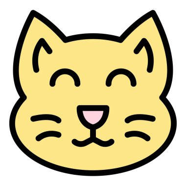 Mutlu kedi figürü simgesi renk ana hatları vektörü