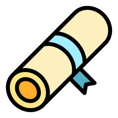 Eğitim diploması simgesi renk ana hatları vektörü