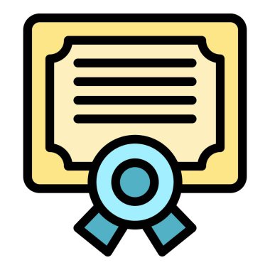 Diploma ödülü simgesi renk ana hatları vektörü