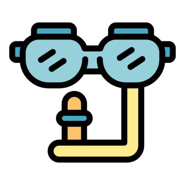 Yüzme ekipmanı simgesi renk ana hatları vektörü