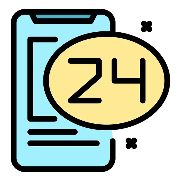24 hours agent support icon color outline vector — ストックベクタ