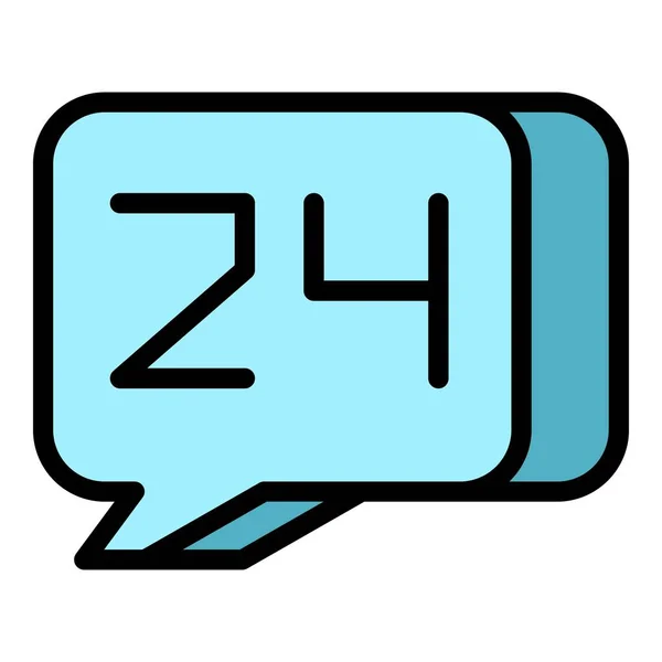 24 hours chat support icon color outline vector — Stock Vector