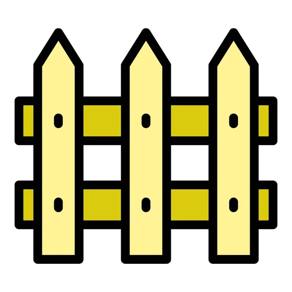 Zaun hölzerne Symbol Farbe Umrissvektor — Stockvektor