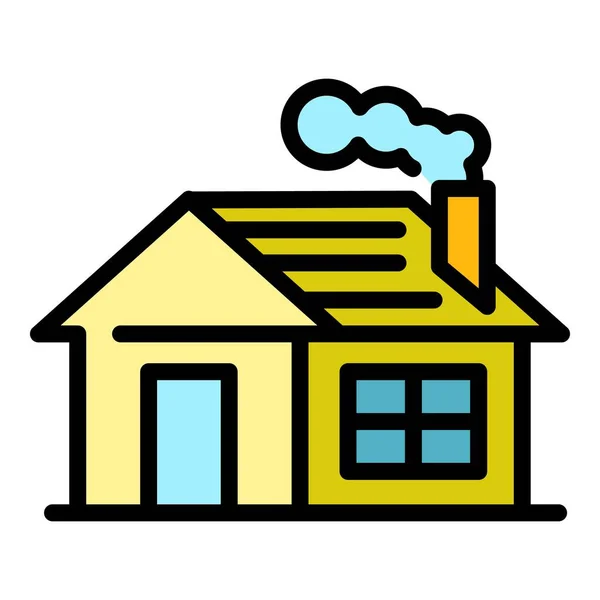 Pueblo casa icono color contorno vector — Vector de stock