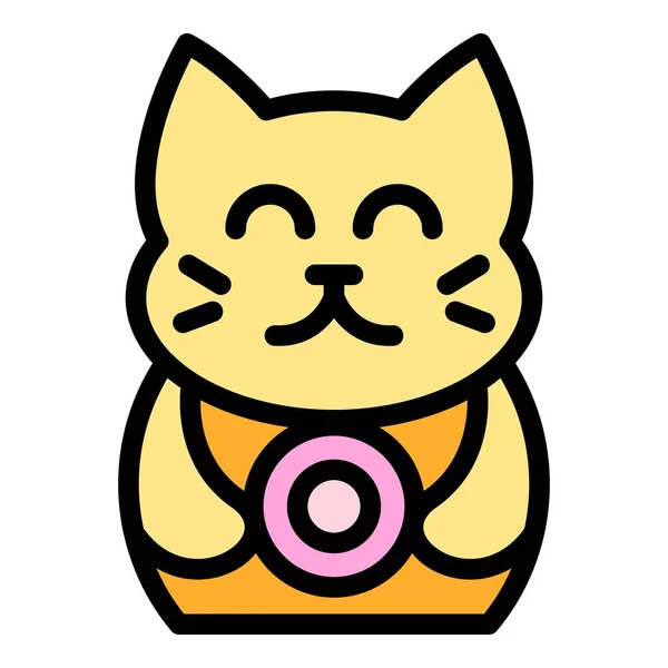 Cat figurine icon color outline vector —  Vetores de Stock