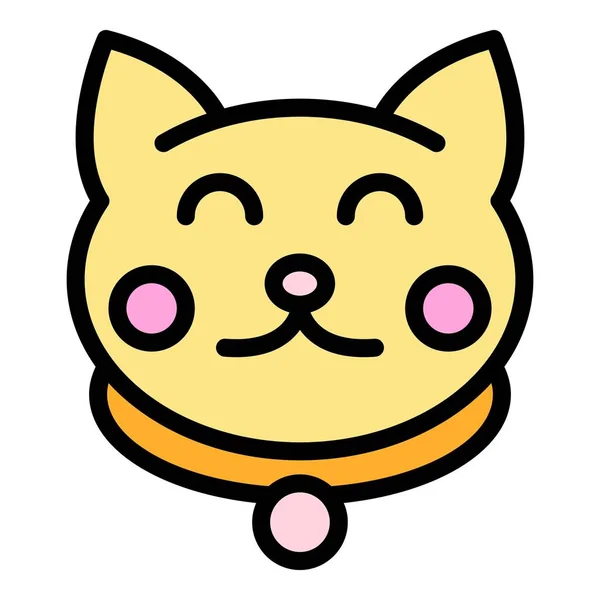Icono de amuleto gato color contorno vector — Vector de stock