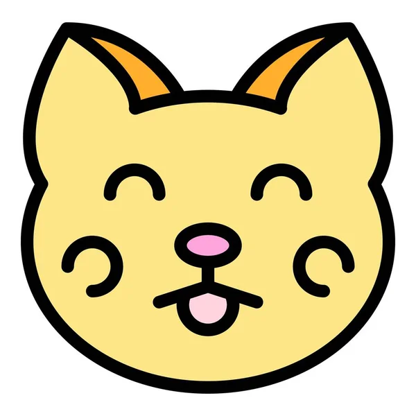 Cute japoński kot ikona kolor zarys wektor — Wektor stockowy