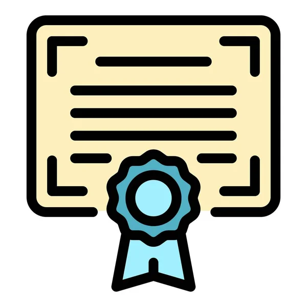 Grado certificado icono color contorno vector — Archivo Imágenes Vectoriales