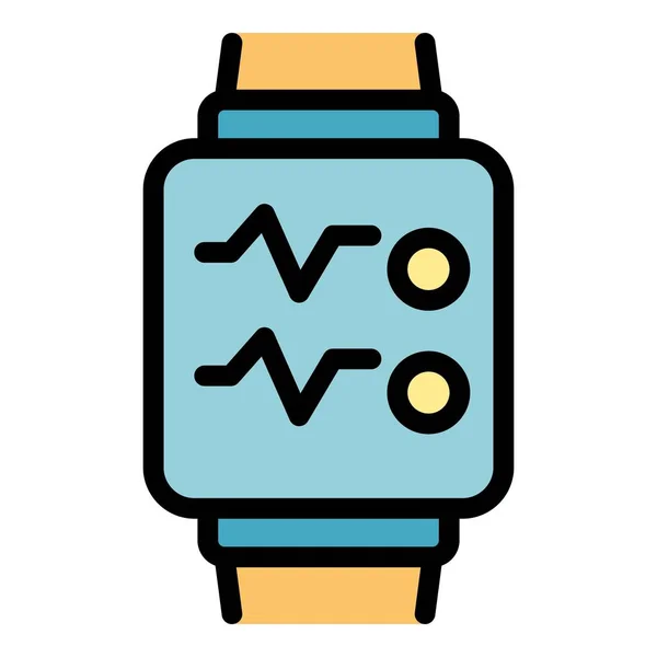 Fitness hodinky ikona barva obrysu vektor — Stockový vektor